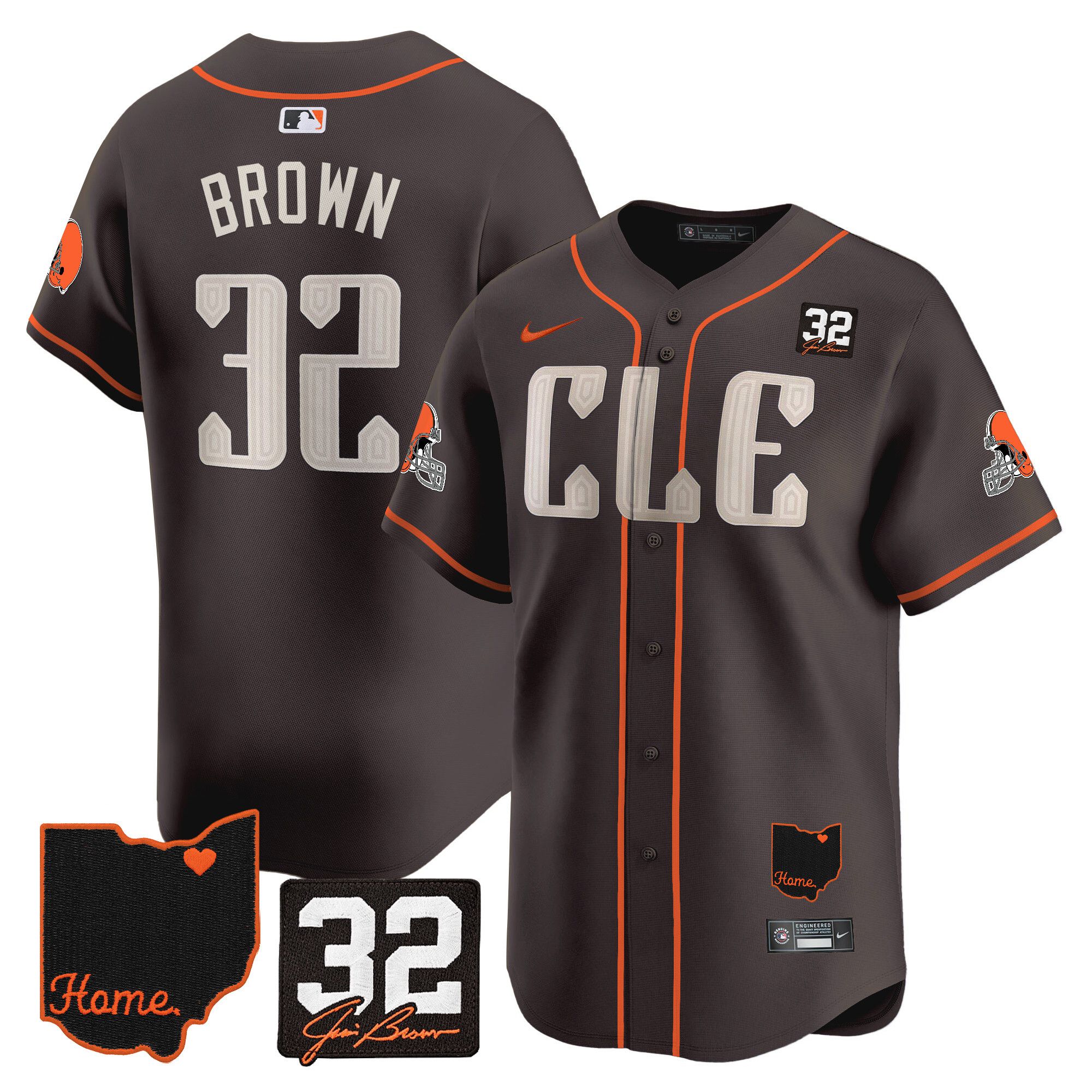 Men Cleveland Browns #32 Brown Brown Home Patch Vapor Premier Limited 2024 Nike NFL Jersey